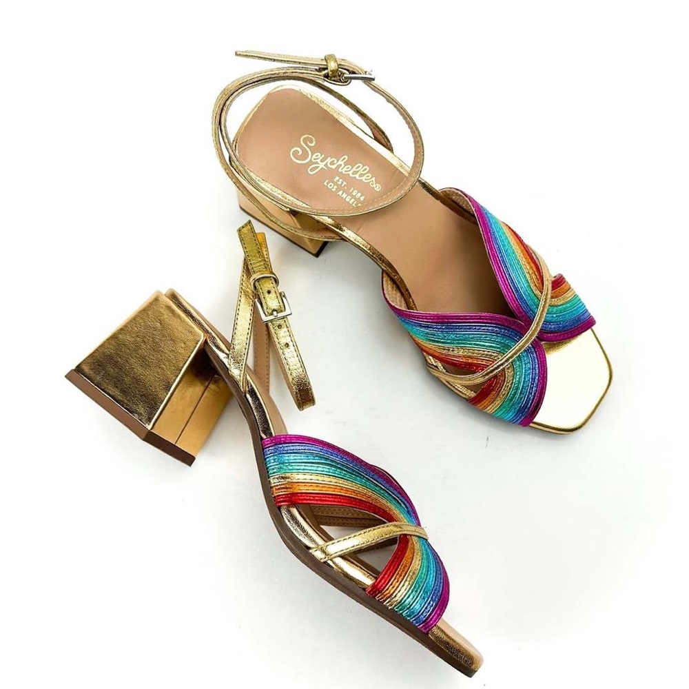 Seychelles Tender Heel Metallic Rainbow Sandals 7 🌈